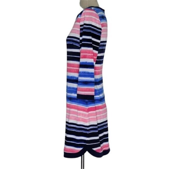 Vince Camuto Dress Size 8 Striped 3/4 Sleeve Lined Back Zip Stretch - Picture 3 of 12